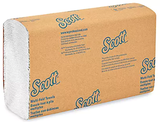 PAPER TOWELS, MULTI-FOLD, SCOTT, 1-PLY, 250 SHEETS/PK, 16 PACKS/CT LARGE